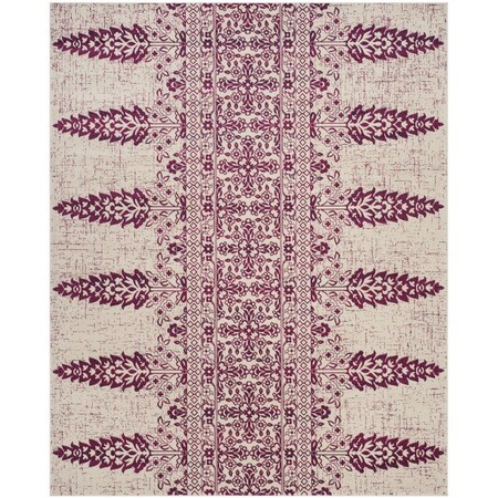 Safavieh 8 x 10 ft. Evoke Power Loomed Large Rectangle Area Rug, Ivory and Fuchsia EVK521K-8